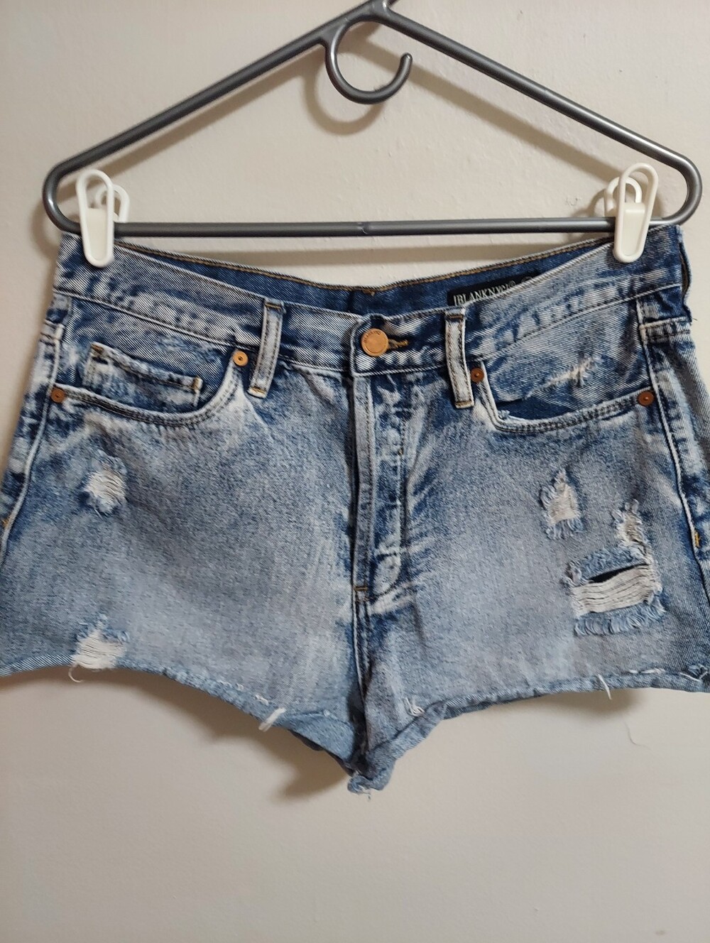Blank NYC Light Blue Distressed High-Rise Denim Shorts
